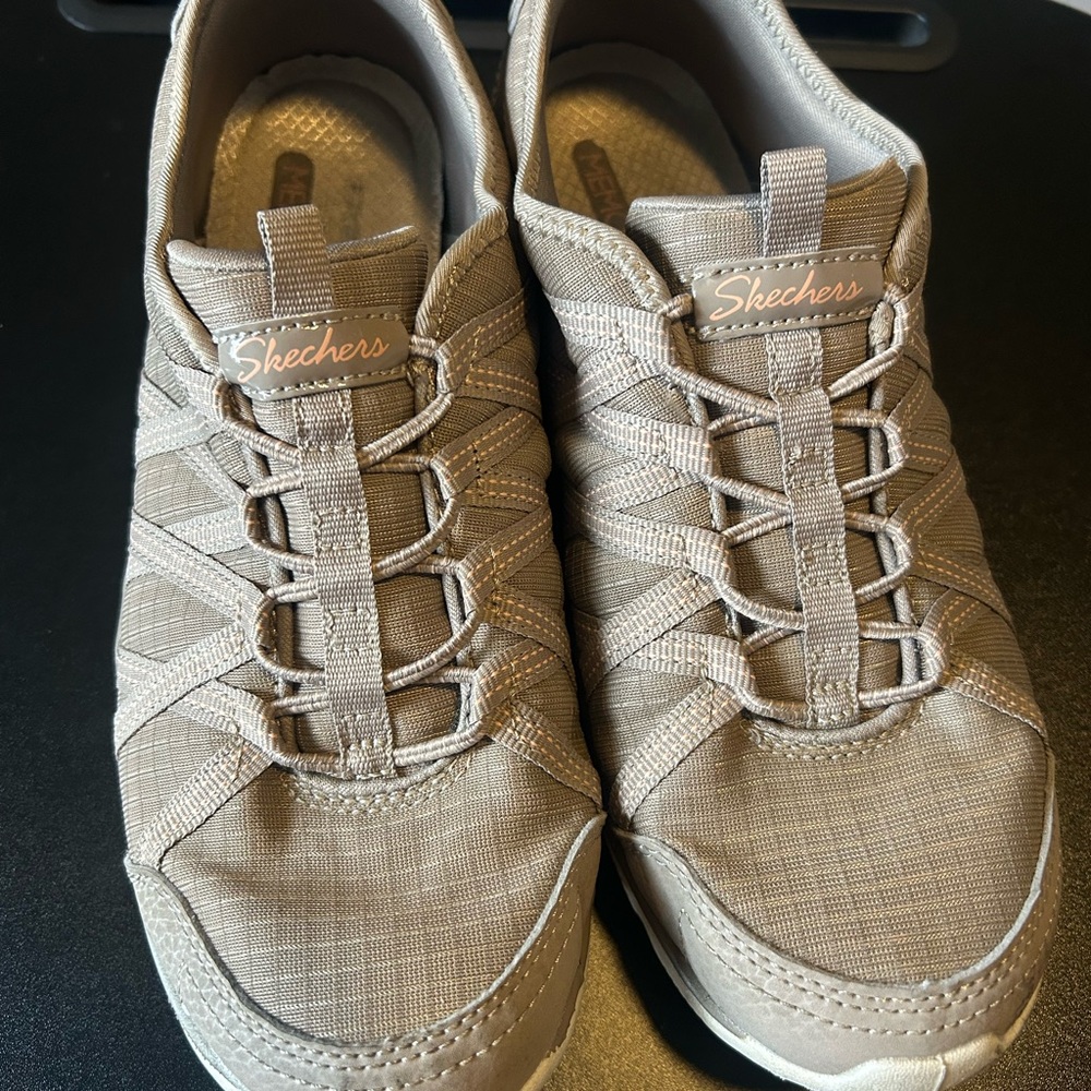 Skechers Light Taupe Slip-On Athletic Sneakers